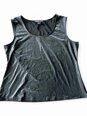 Michael Tyler Black Sleeveless Tank Top Textured Coated Faux Leather